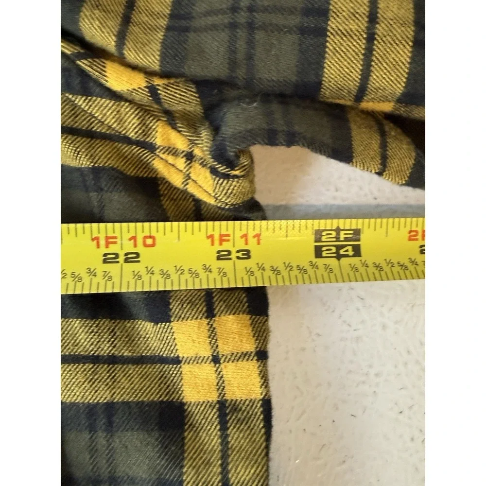 Banana Republic Black &‎ Yellow Soft Flannel Plaid Shirt Untucked Fit Mens XL